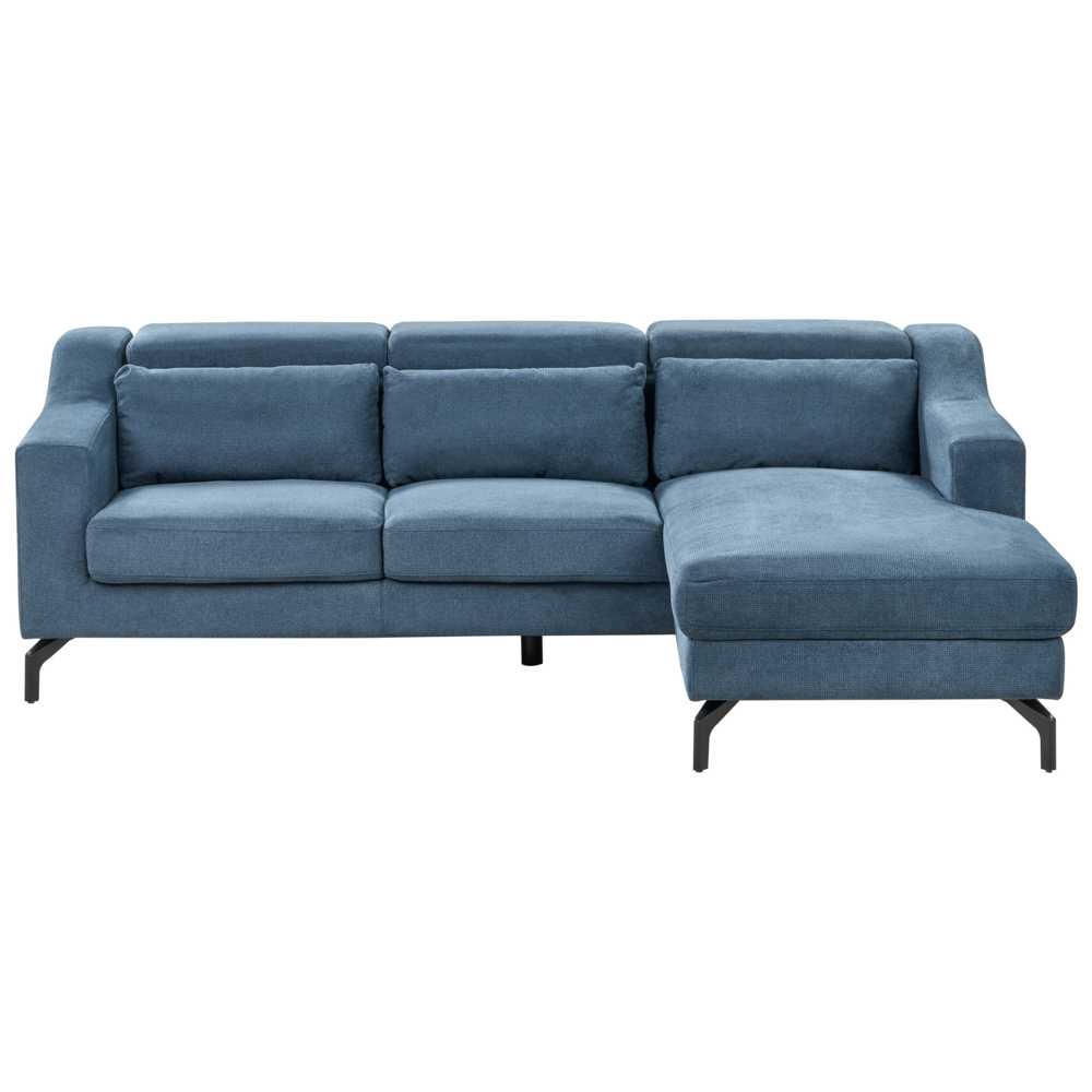 Beliani Keturvietė kampinė sofa GLOSLI tamsiai mėlyna, kairinė