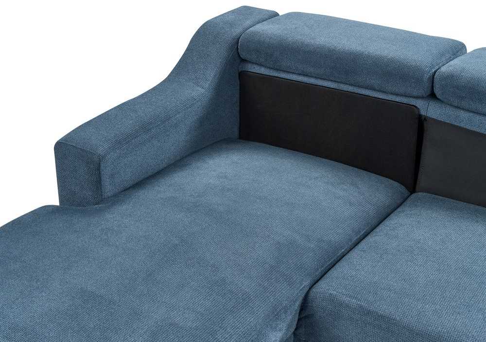 Beliani Keturvietė kampinė sofa GLOSLI tamsiai mėlyna, kairinė