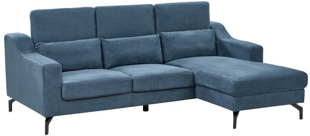Beliani Keturvietė kampinė sofa GLOSLI tamsiai mėlyna, kairinė