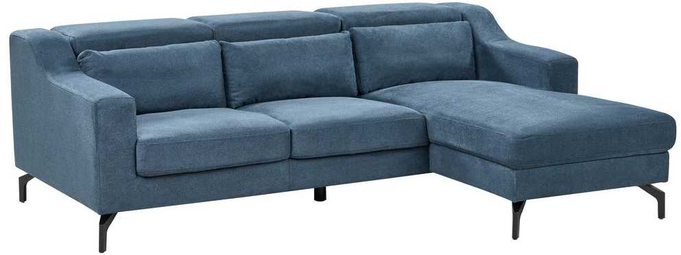Beliani Keturvietė kampinė sofa GLOSLI tamsiai mėlyna, kairinė