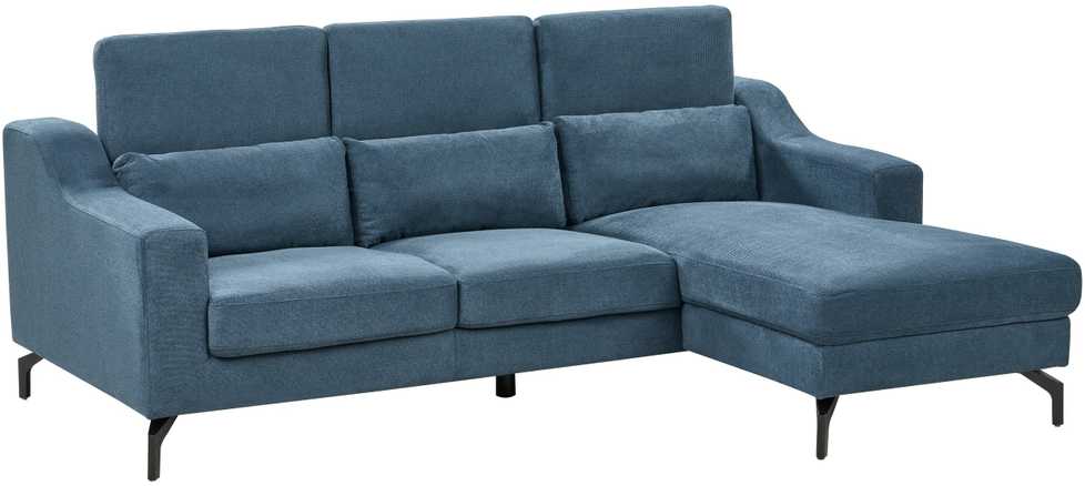 Beliani Keturvietė kampinė sofa GLOSLI tamsiai mėlyna, kairinė