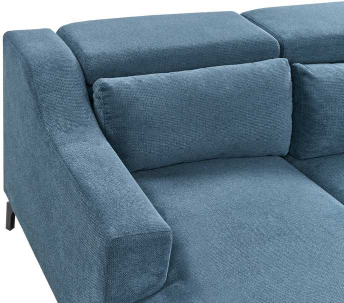 Beliani Keturvietė kampinė sofa GLOSLI tamsiai mėlyna, kairinė