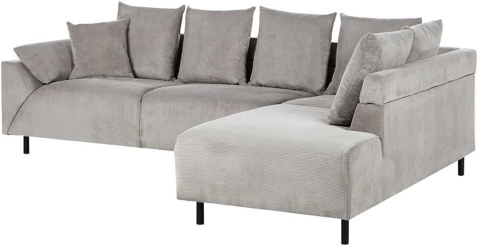Beliani 4 vietų kampinė sofa LUNNER, veliūras, šviesiai pilka, kairinė