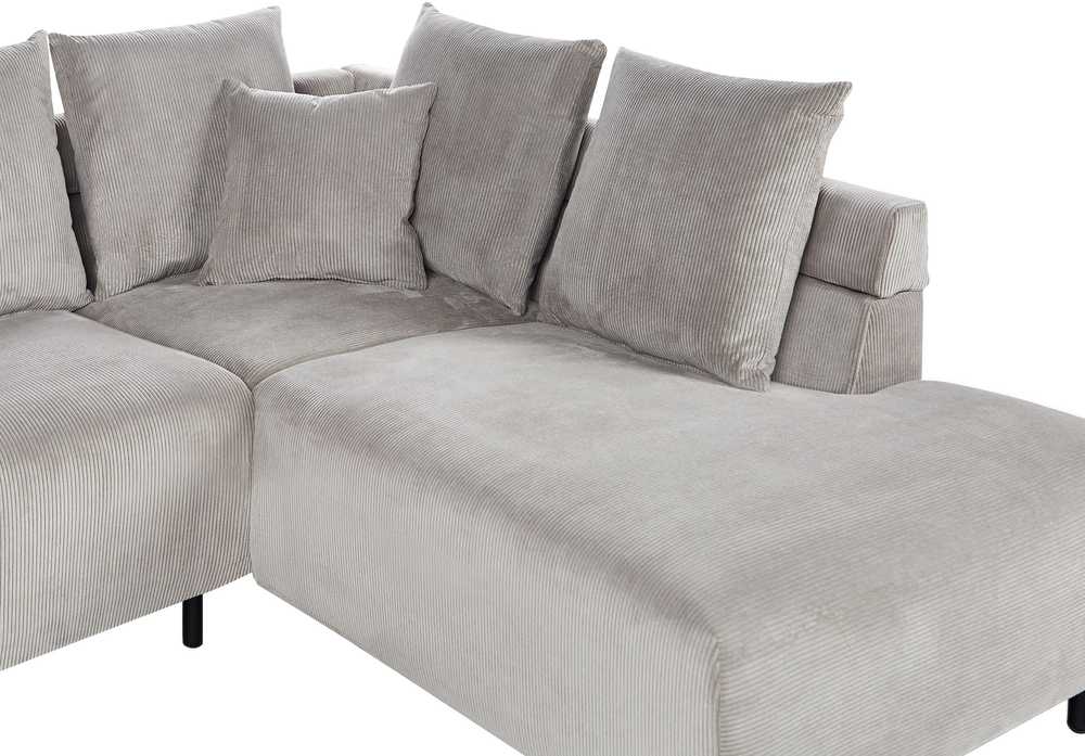 Beliani 4 vietų kampinė sofa LUNNER, veliūras, šviesiai pilka, kairinė