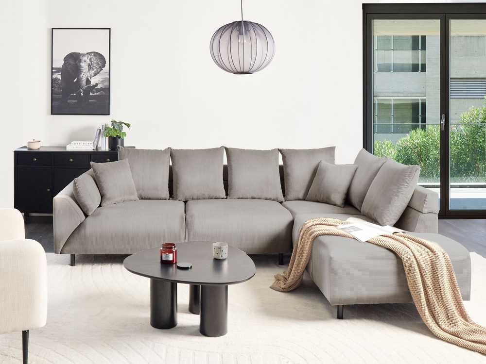Beliani 4 vietų kampinė sofa LUNNER, veliūras, šviesiai pilka, kairinė