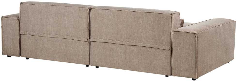 Beliani HELLNAR modulinė kampinė sofa 3 vietų su pufu, šviesiai ruda, kairinė