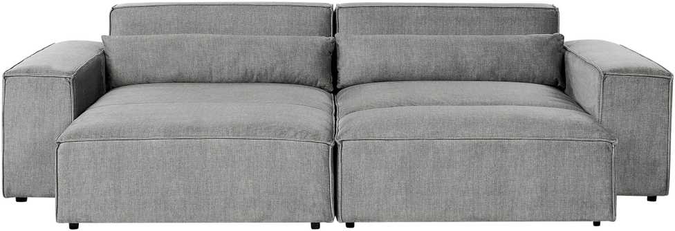 Beliani Modulinė 3 vietų kampinė sofa HELLNAR dešininė, pilka su otomane