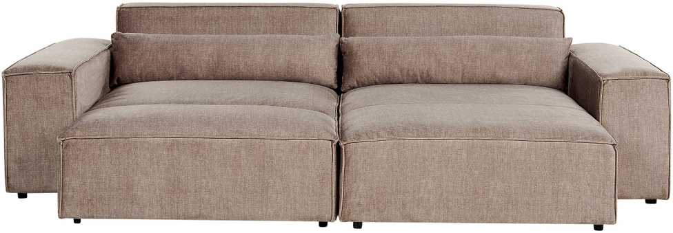 Beliani HELLNAR modulinė kampinė sofa 3 vietų su pufu, šviesiai ruda, kairinė