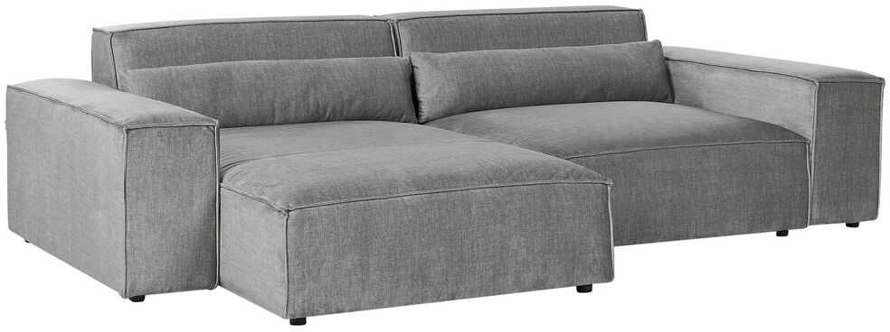 Beliani Modulinė 3 vietų kampinė sofa „HELLNAR“, dešininė, pilka