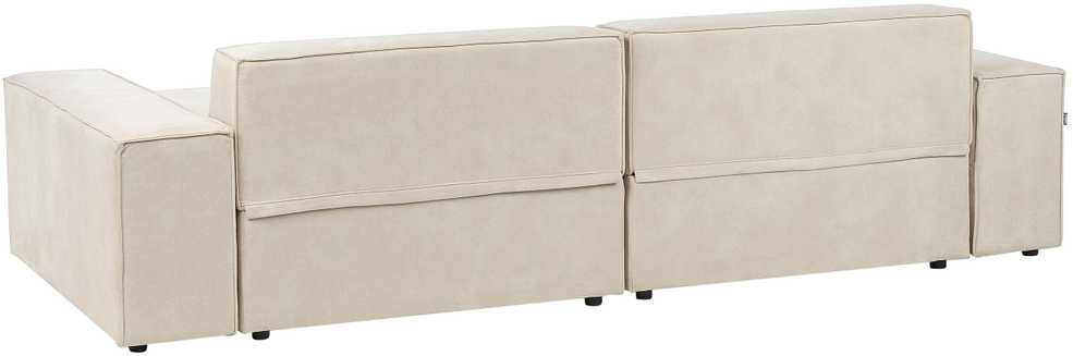 Beliani Modulinė 3 vietų kampinė sofa HELLNAR su otomana, veliūras, šviesiai smėlio spalvos, kairinė