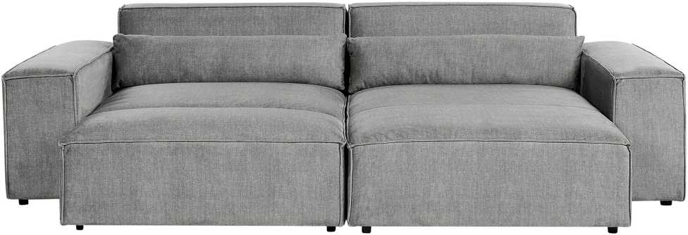 Beliani Trijų vietų modulinė sofa HELLNAR kairinė, pilka su otomane