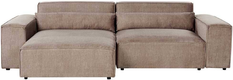 Beliani 3 vietų modulinė kampinė sofa HELLNAR su pufu, šviesiai ruda, dešininė