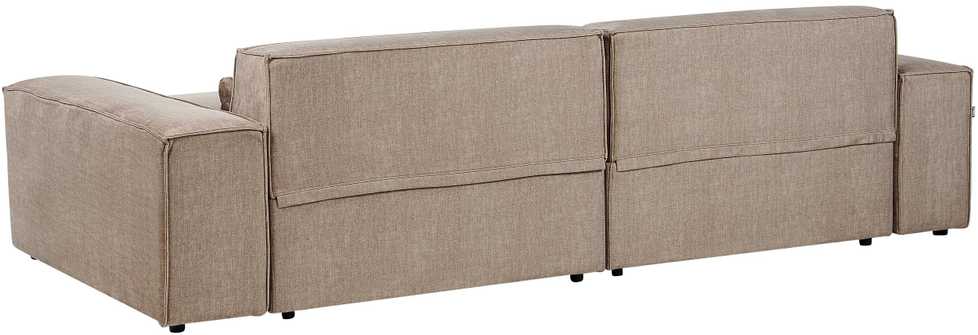 Beliani 3 vietų modulinė kampinė sofa HELLNAR su pufu, šviesiai ruda, dešininė