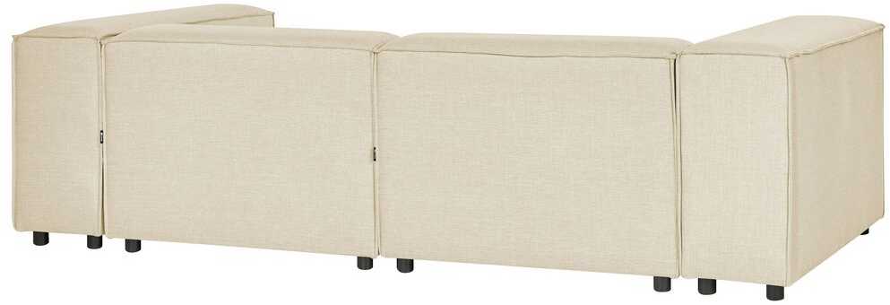 Beliani Modulinė kampinė sofa APRICA, sintetinis linas, smėlio spalvos, dešininė