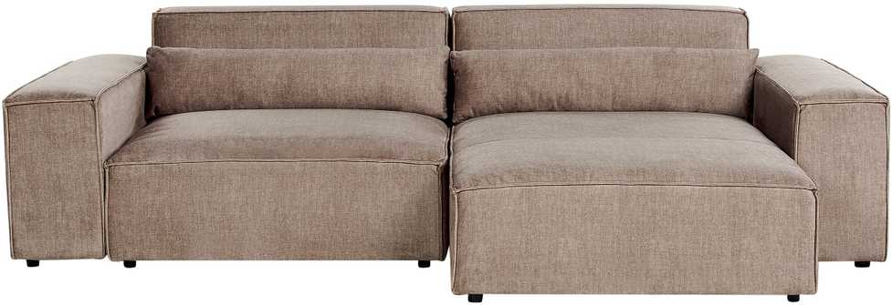 Beliani HELLNAR modulinė kampinė sofa 3 vietų su pufu, šviesiai ruda, kairinė