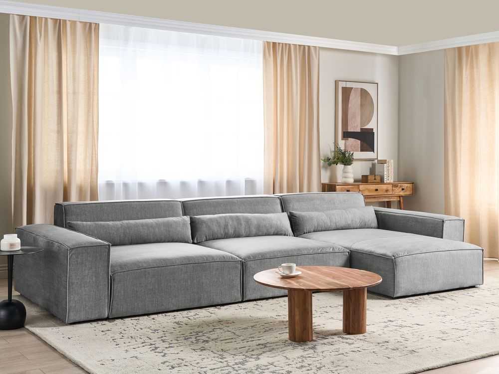 Beliani Modulinė 4 vietų kampinė sofa HELLNAR kairinė, pilka