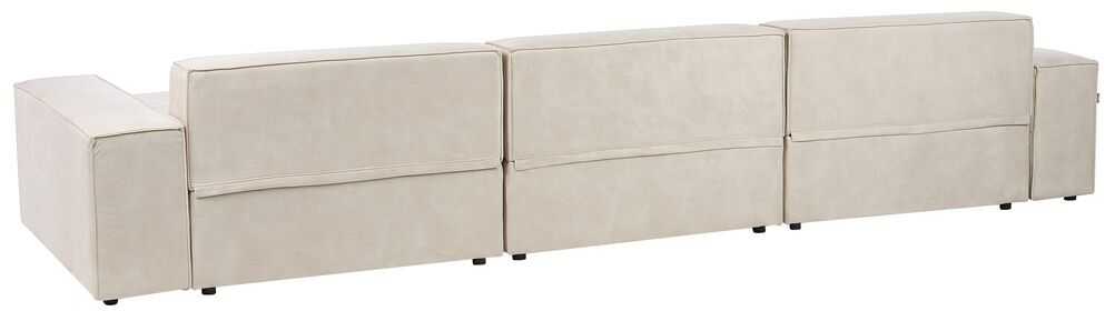 Beliani Modulinė kampinė sofa 4 asmenims HELLNAR, veliūras, šviesiai smėlio spalvos, kairinė