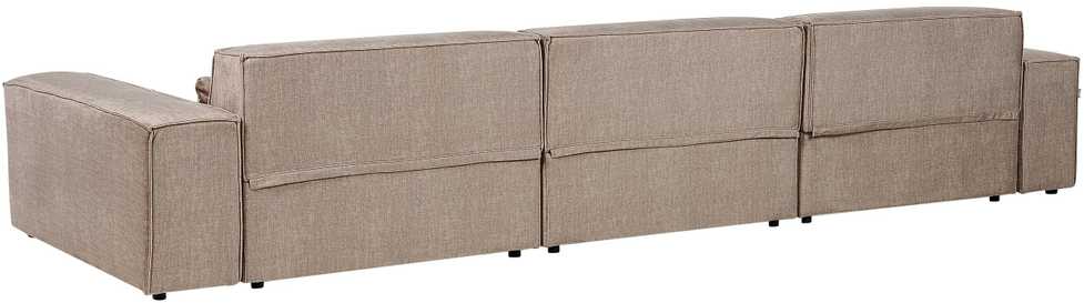 Beliani Modulinė kampinė sofa 4 asmenims HELLNAR su otomana, šviesiai ruda, kairinė