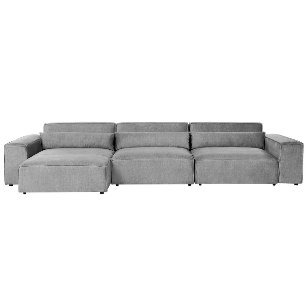 Beliani 4 vietų modulinė kampinė sofa HELLNAR dešininė, pilka