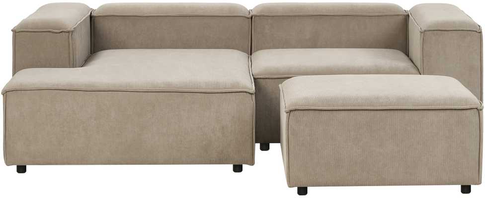 Beliani Trijų vietų modulinė kampinė sofa ARDAL dešininė, šviesiai ruda, velvetas su otomanu