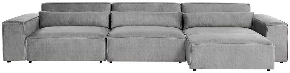 Beliani 5 vietų modulinė kampinė sofa HELLNAR kairinė pilka su otomana