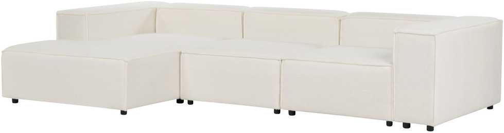 Beliani Modulinė 4 vietų kampinė sofa ARDAL Boucle, laužyta balta, dešinės pusės