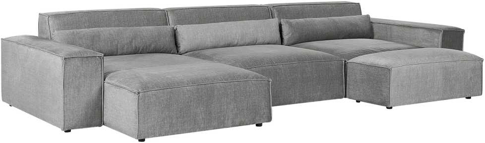 Beliani Modulinė 5 vietų kampinė sofa „HELLNAR“, dešininė, pilka, su otomanu