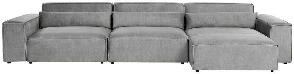 Beliani 5 vietų modulinė kampinė sofa HELLNAR kairinė pilka su otomana