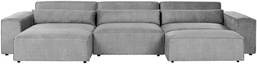 Beliani Modulinė 5 vietų kampinė sofa „HELLNAR“, dešininė, pilka, su otomanu