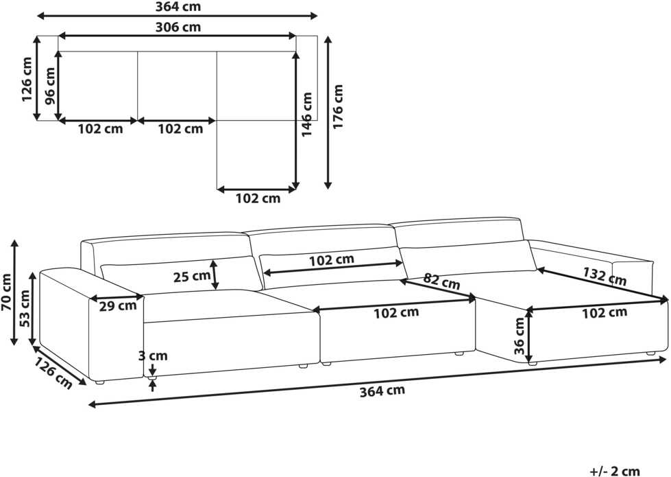 Beliani Modulinė 4 vietų kampinė sofa HELLNAR kairinė, pilka