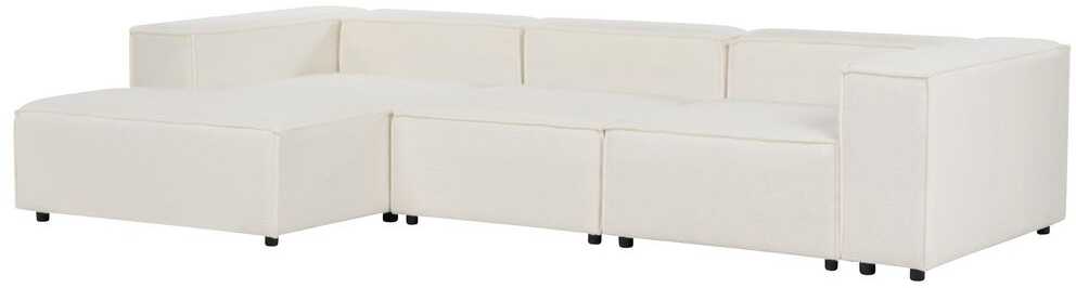 Beliani Modulinė 4 vietų kampinė sofa ARDAL Boucle, laužyta balta, dešinės pusės