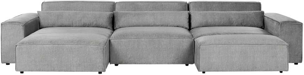 Beliani Modulinė 5 vietų kampinė sofa „HELLNAR“, dešininė, pilka, su otomanu