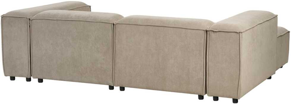 Beliani Trijų vietų modulinė kampinė sofa ARDAL dešininė, šviesiai ruda, velvetas su otomanu