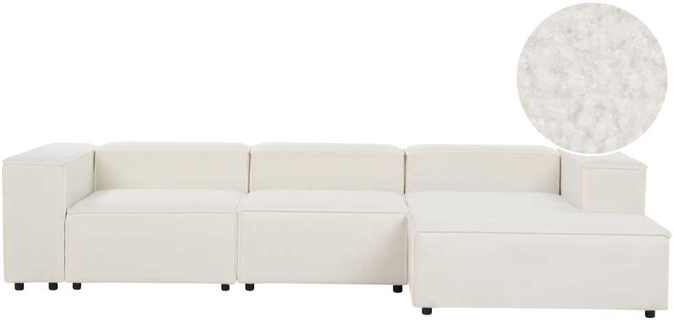 Beliani 4 vietų modulinė kampinė sofa ARDAL Boucle, balkšva, kairinė