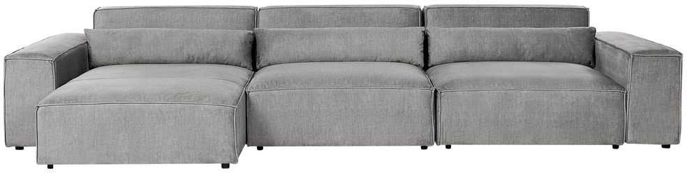 Beliani Modulinė 5 vietų kampinė sofa „HELLNAR“, dešininė, pilka, su otomanu