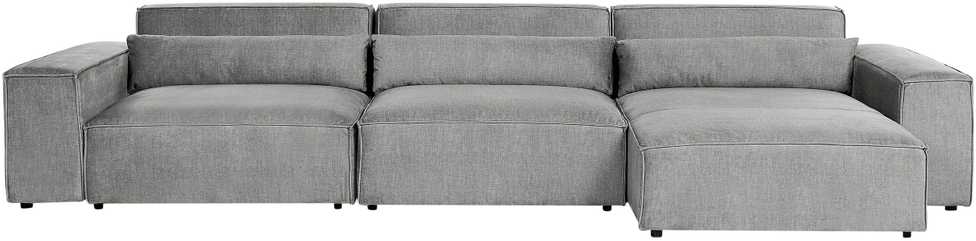 Beliani 5 vietų modulinė kampinė sofa HELLNAR kairinė pilka su otomana