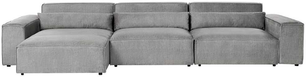 Beliani Modulinė 5 vietų kampinė sofa „HELLNAR“, dešininė, pilka, su otomanu
