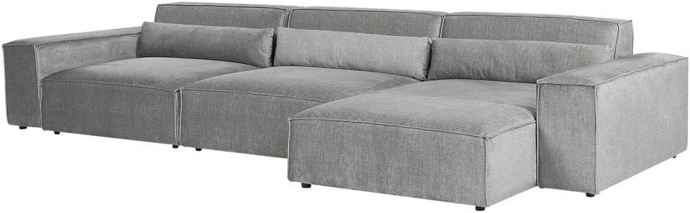 Beliani 5 vietų modulinė kampinė sofa HELLNAR kairinė pilka su otomana