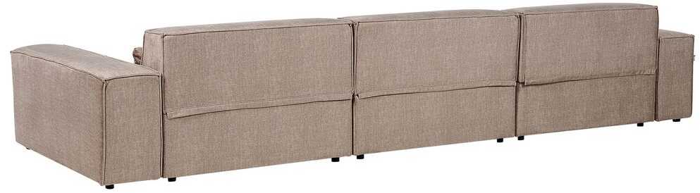 Beliani Modulinė kampinė sofa 4 asmenims HELLNAR su otomana, šviesiai ruda, kairinė