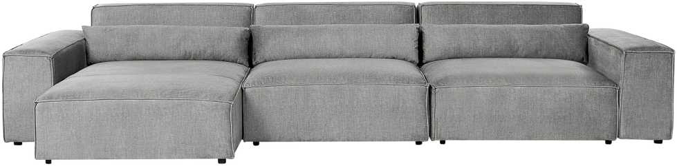 Beliani 4 vietų modulinė kampinė sofa HELLNAR dešininė, pilka
