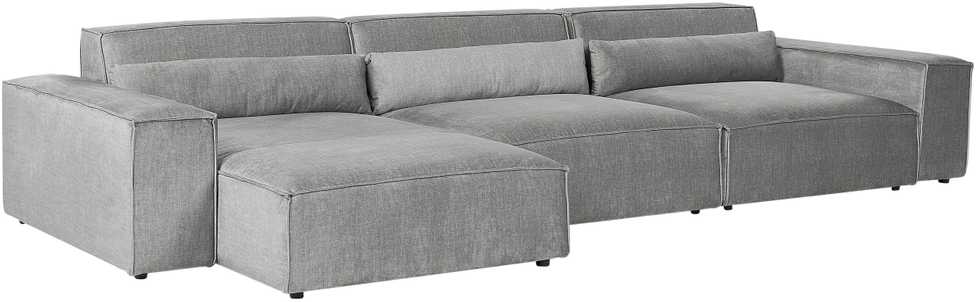Beliani Modulinė 5 vietų kampinė sofa „HELLNAR“, dešininė, pilka, su otomanu