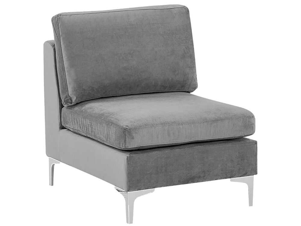 Beliani 4 vietų modulinė sofa EVJA dešininė pilka veliūrinė