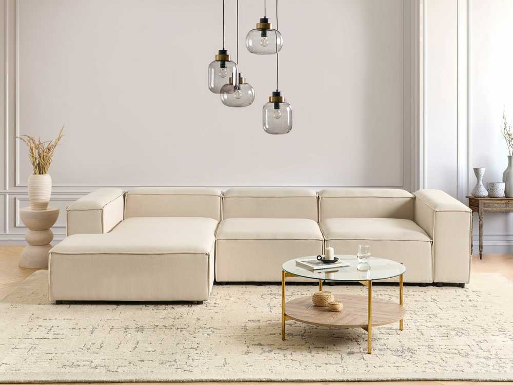 Beliani Modulinė kampinė sofa 4 asmenims ARDAL, smėlio spalvos, dešininė