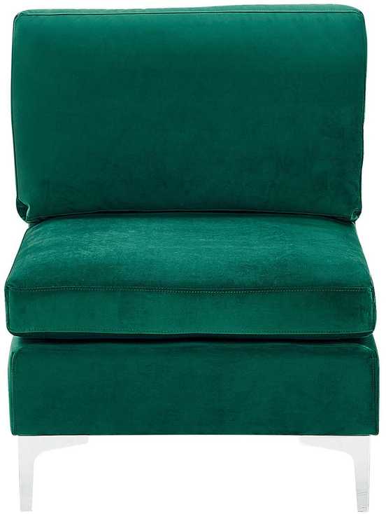 Beliani 4 vietų modulinė kampinė sofa EVJA kairinė, žalias veliūras su otomanu