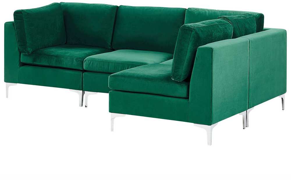 Beliani Modulinė sofa EVJA 4 asmenims, kairinė, žalia, veliūras