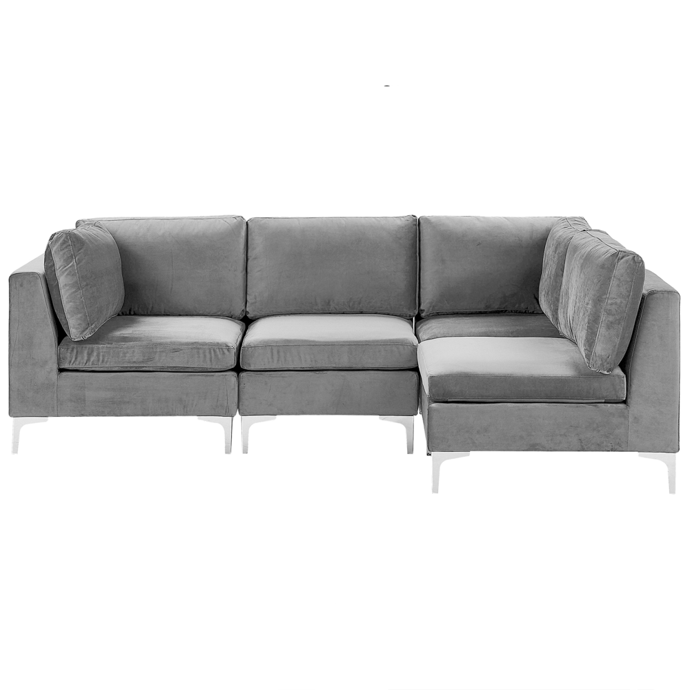 Beliani 4 vietų modulinė kampinė sofa EVJA, kairinė, pilkas veliūras