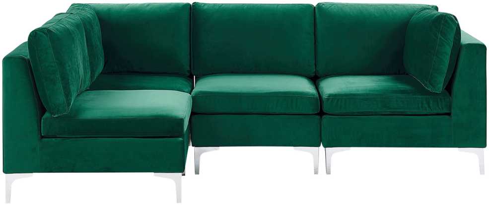 Beliani Modulinė sofa EVJA skirta 4 asmenims, dešininė, žalia, veliūrinė