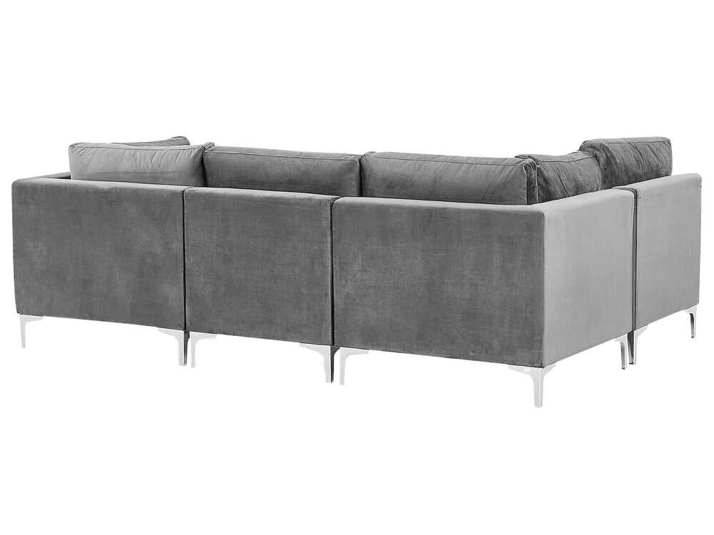 Beliani 4 vietų modulinė sofa EVJA dešininė pilka veliūrinė