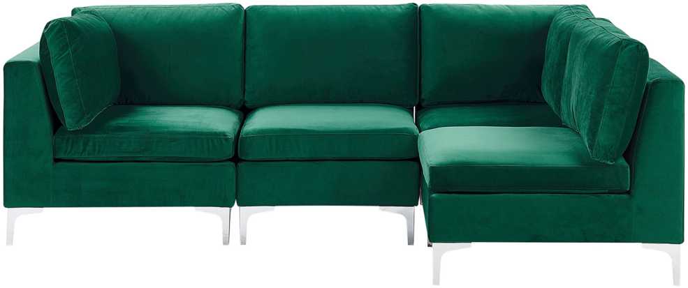 Beliani Modulinė sofa EVJA 4 asmenims, kairinė, žalia, veliūras