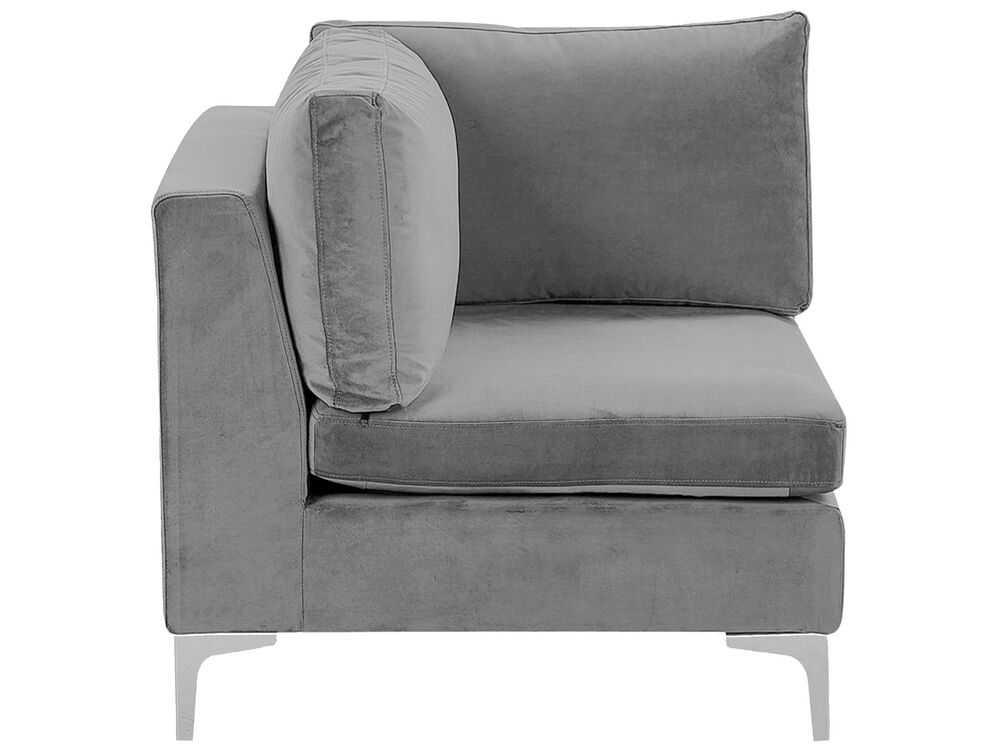Beliani 4 vietų modulinė sofa EVJA dešininė pilka veliūrinė